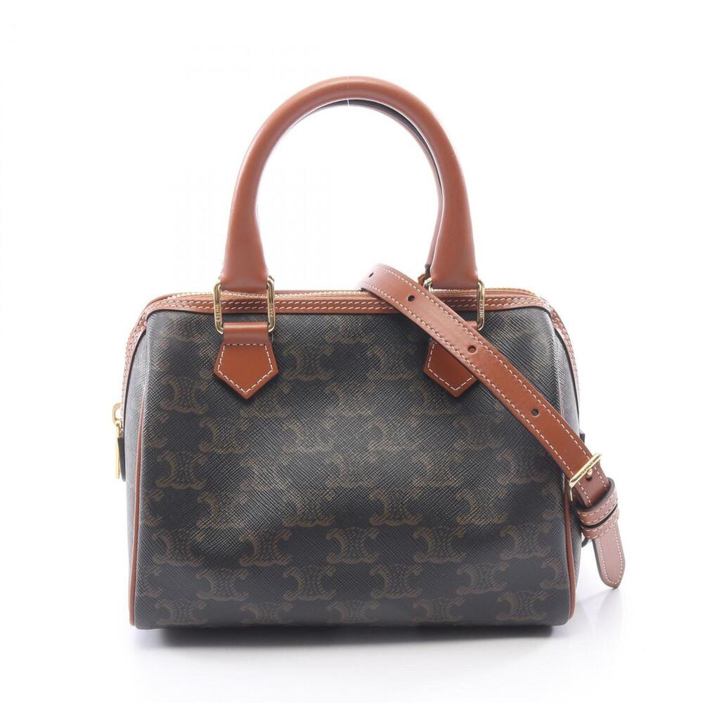 Celine Small Boston Cuir Triomphe 2-Way Handbag, Coated Canvas Leather, Women...